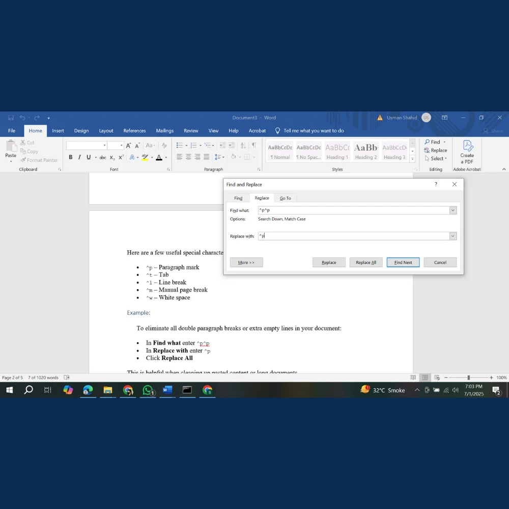 Replace with field displaying ^p to insert single paragraph breaks. 